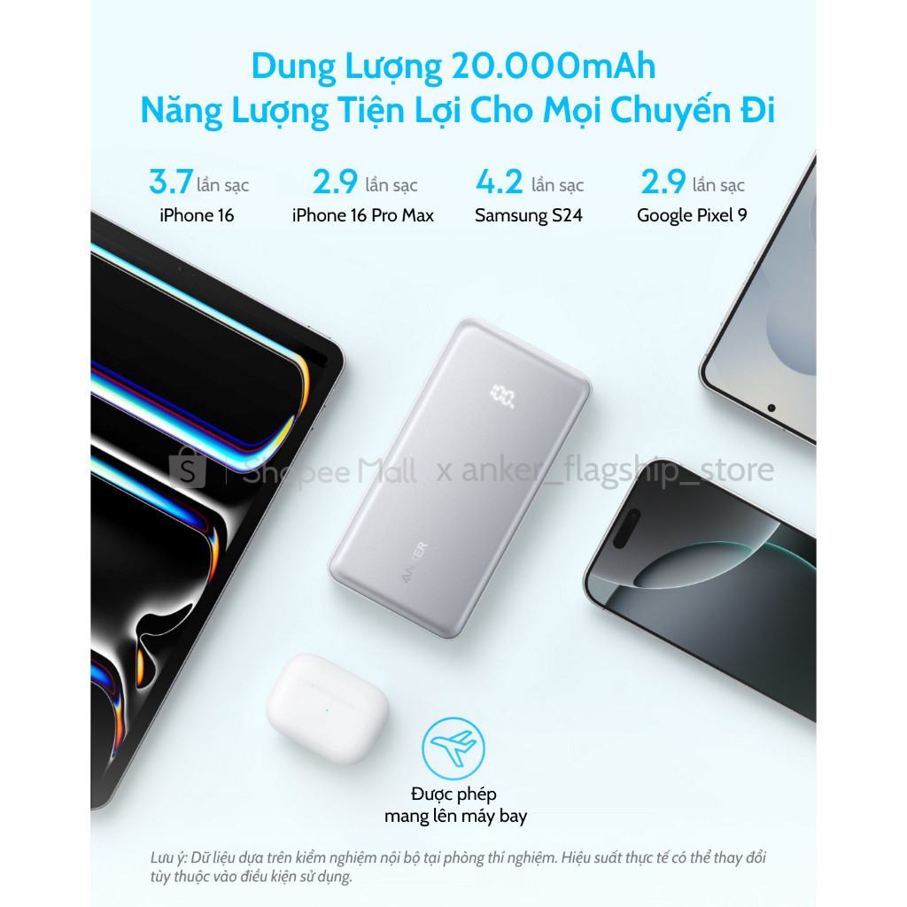 Sạc dự phòng Anker Zolo 10kmAh/20kmAh 22.5W | Tích hợp cáp USB-C | 2 Cổng 1C1A | Sạc 3 thiết bị - A110D/E | BigBuy360 - bigbuy360.vn