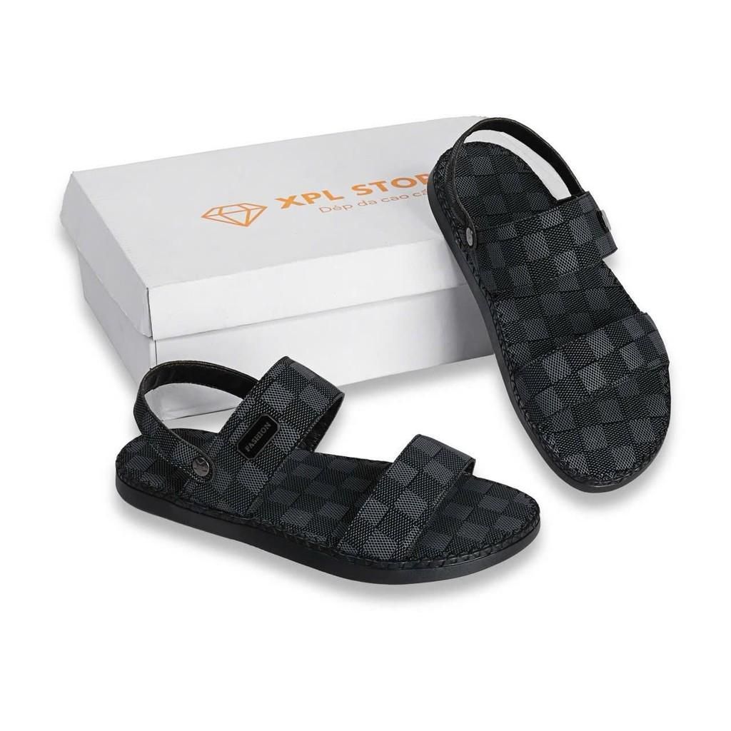 Xăng đan  Nam Quai Hậu dập vân Caro thời trang trẻ đế mỏng khâu toàn bộ chắc chắn thời trang nam E1