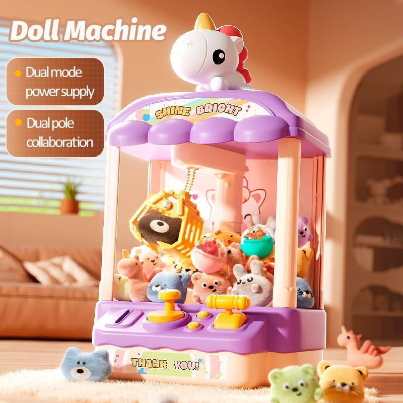 Máy Gắp Thú Bông Mini Có Đồng Xu Kèm Đèn Nhạc Cho Bé, Đồ Chơi Gắp Thú Bông Mini Có Sạc -Susukids