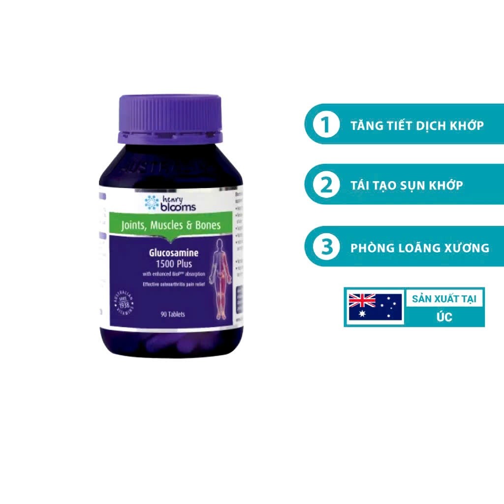HENRY BLOOMS GLUCOSAMINE 1500 PLUS  - XUA TAN NỖI LO ĐAU NHỨC XƯỚNG KHỚP