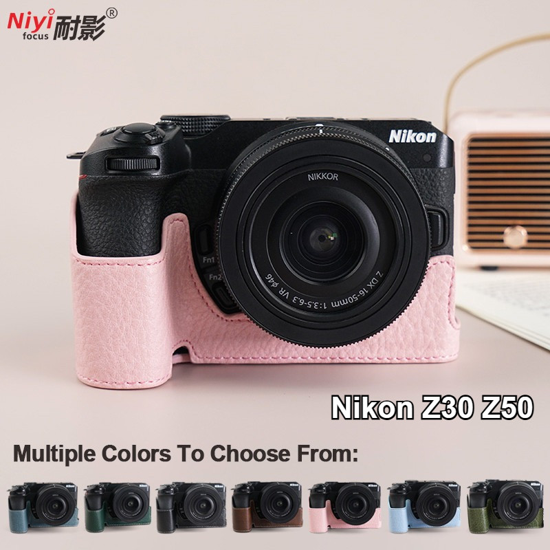 Nikon Z30 Da PU Bảo Vệ Máy Ảnh Nửa Túi Dành Cho Nikon Z50 Đáy Pin Đế Bao Vỏ Camera Túi 1 / 4 Vít