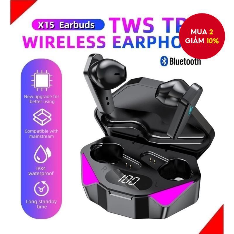 Tai nghe chơi game X15 Tai nghe BluetoothTWS Tai nghe khử tiếng ồn Tai nghe màn hình LED Tai nghe kh