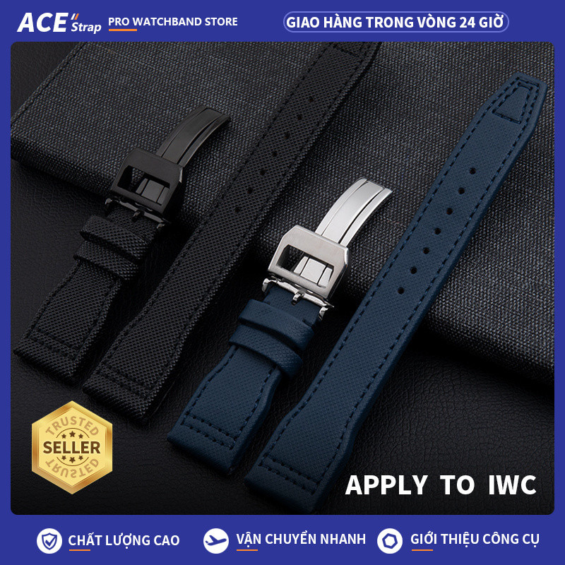 Áp dụng cho dây đeo đồng hồ IWC Dây đeo sợi Carbon Nylon 21mm 22mm cho Portugieser Pilot Portofino I