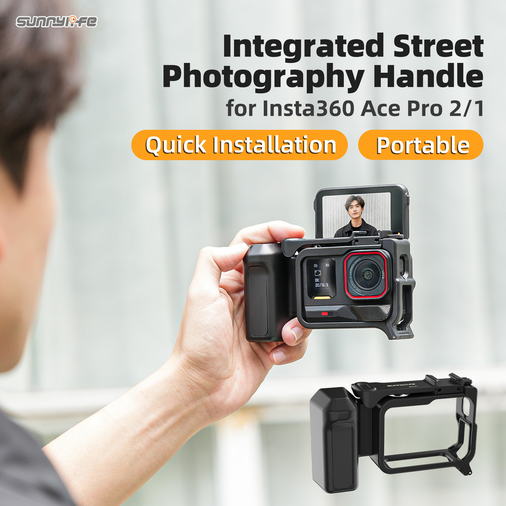 Sunnylife Street Grip cho Insta360 Ace Pro 2 / Ace Pro Tay cầm chụp ảnh đường phố tích hợp có khung 