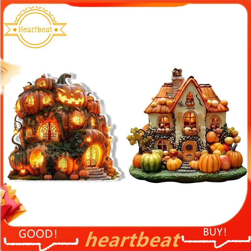 2D Halloween House 8in Acrylic Trang Trí Mùa Thu Lễ Tạ Ơn Yếu Tố Bí Ngô Đảng Quà Tặng Nhà Tốt 2pc
