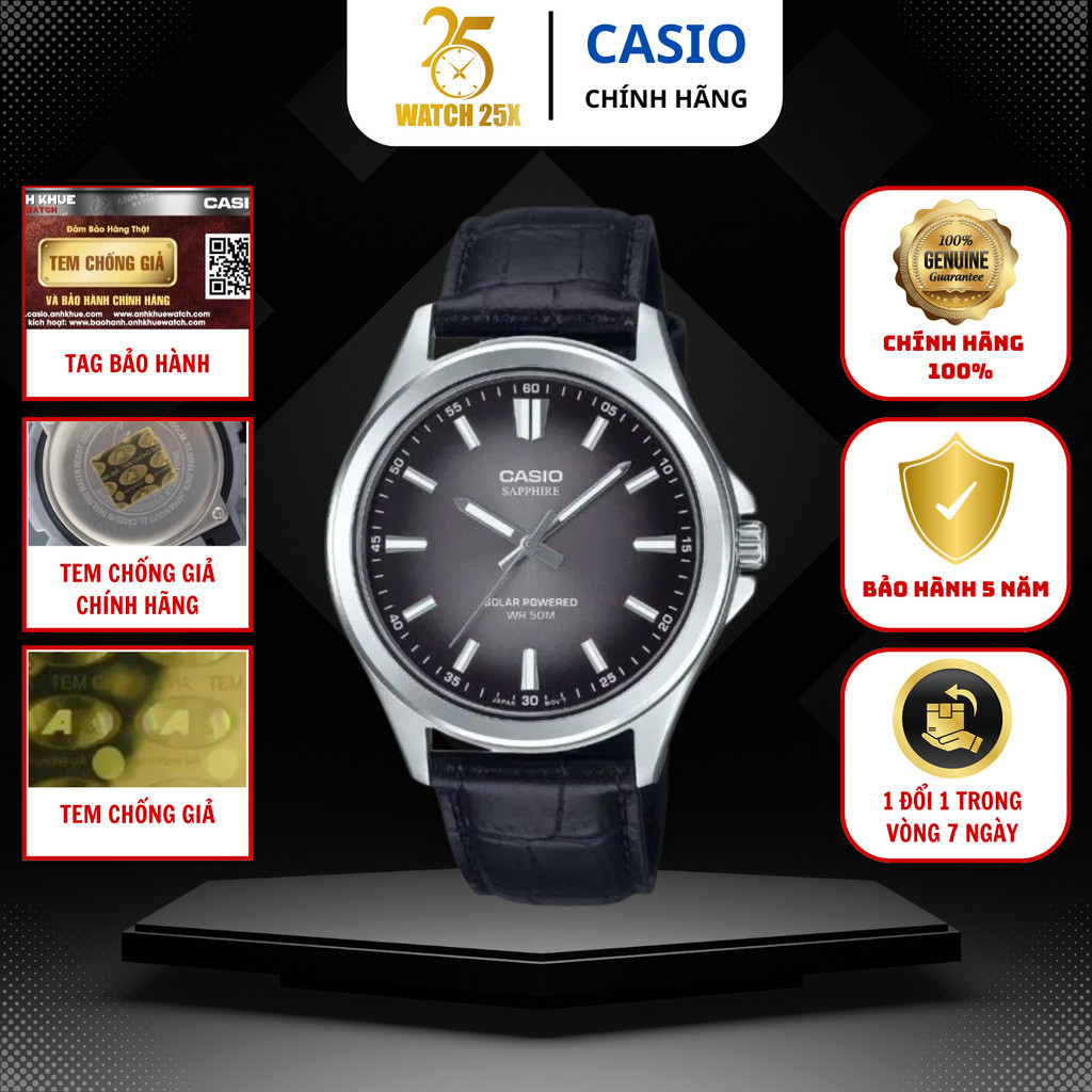 Đồng Hồ Casio Nam MTS-RS100L-1AVDF Watch25x - Kính Sapphire Pin Năng Lượng Mặt Trời
