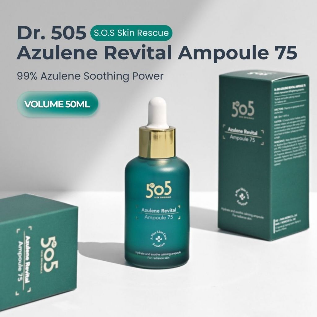 Dr.505 Azulene Revital Ampoule 75 – 99% Azulene, Axit Hyaluronic, Làm trắng & Chăm sóc nếp nhăn