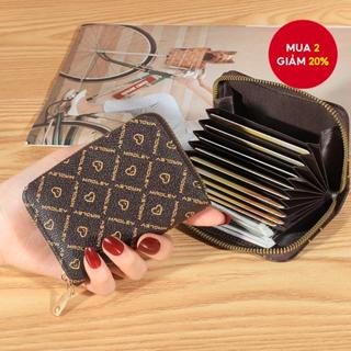 Ví ngắn nữ Hàn Quốc Ví đựng thẻ da PU Ví đựng tiền xu sinh viên Slim Clutch màu nâu
