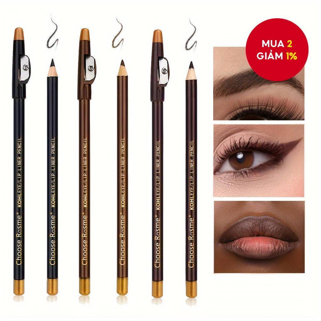 Bộ 3 cây chì mày, chì eyeliner, chì kẻ môi màu cà phê chống nước, tự nhiên, lâu trôi, không bị mốc.
