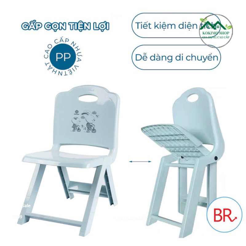Ghế tựa lưng gấp gọn Việt Nhật (MS:1959/1960),Ghế nhựa xếp gọn dành cho các bé, ghế nhựa mầm non đa 