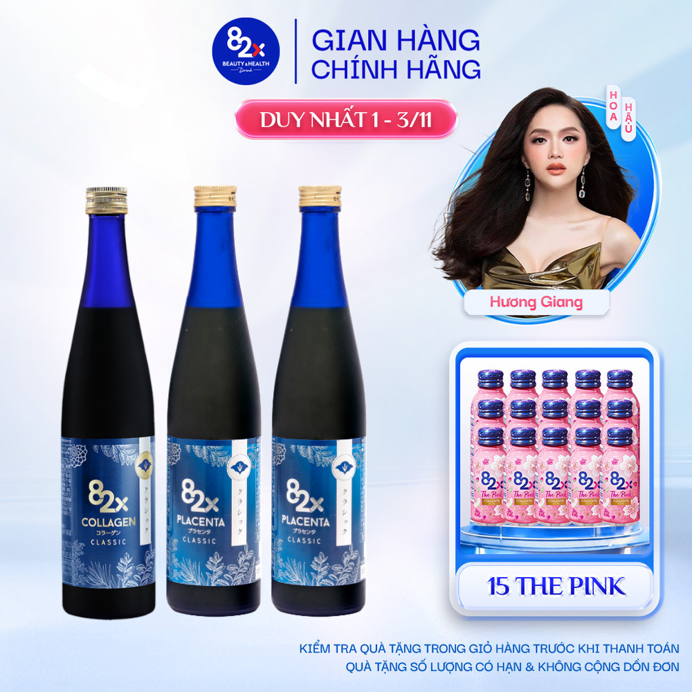 Combo Chăm Da 82X Gồm 1 Chai Classic Collagen & 2 Chai Classic Placenta