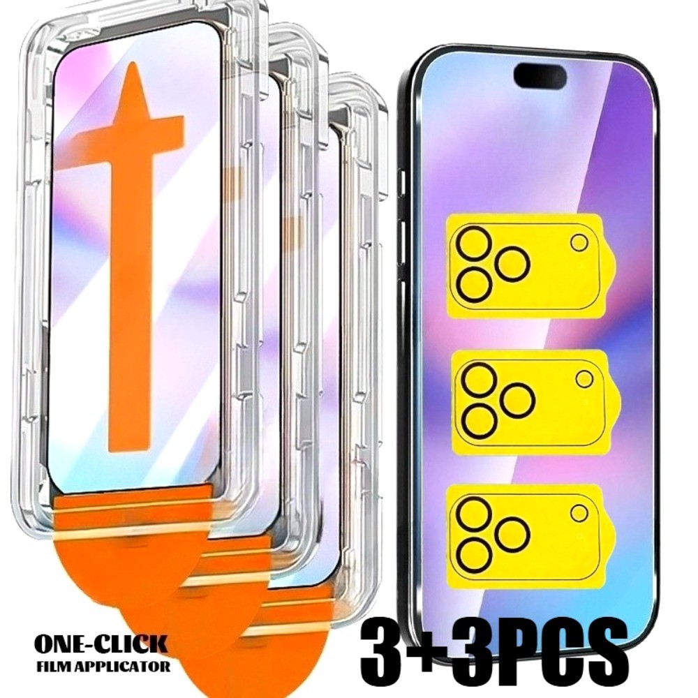 6 Trong 1 Ultra HD Bảo Vệ Màn Hình Cho iPhone 17 16 15 14 Pro Max 16e 15 Plus Kính Ống Kính Máy Ảnh 