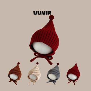  Mũ dệt kim cho bé UUMIR Thiết kế viền bảo vệ tai bằng len Mũ beanie cho trẻ sơ sinh Mũ chui đầu ấm áp màu trơn cho trẻ em 