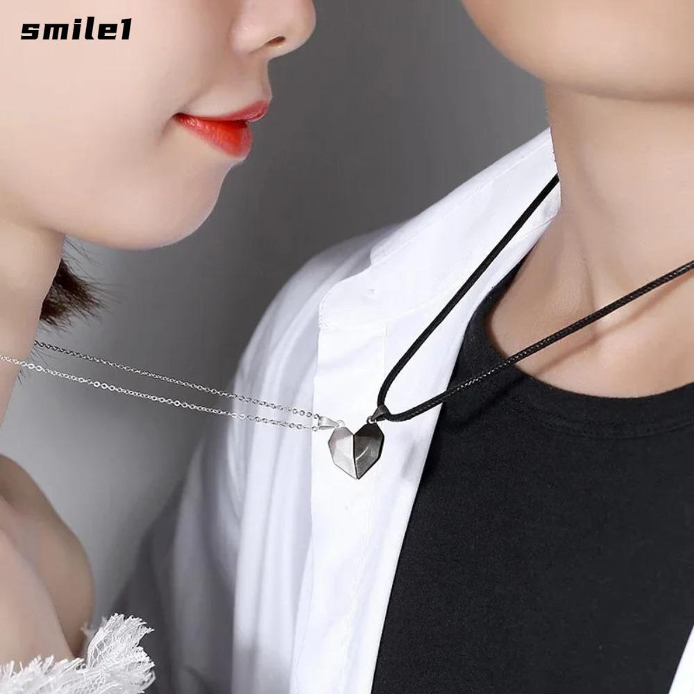Vòng cổ cặp đôi SMILE, Vòng cổ nam châm kết hợp trái tim đa năng, Mặt dây chuyền kết hợp trái tim na