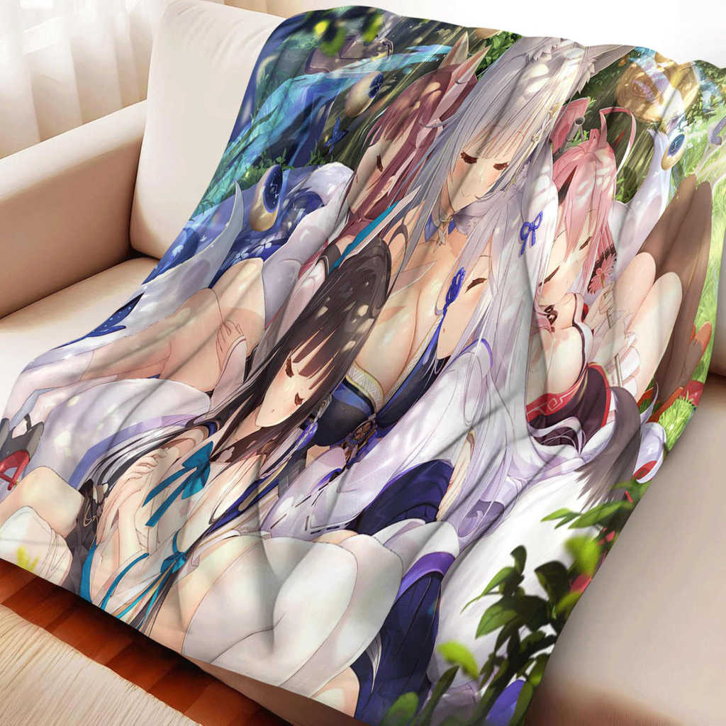 Azur Lane Shinano Flannel Chăn Halloween Trang Trí Nhà Mềm Mại Phong Cách Đương Đại Ném Chăn