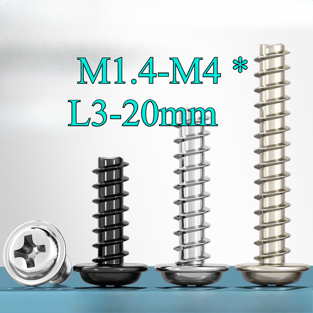 Vít răng thưa Vít bắn gỗ đầu dù mạ niken / đen M1.4-M4 * L3-20mm [HN-MB-1]