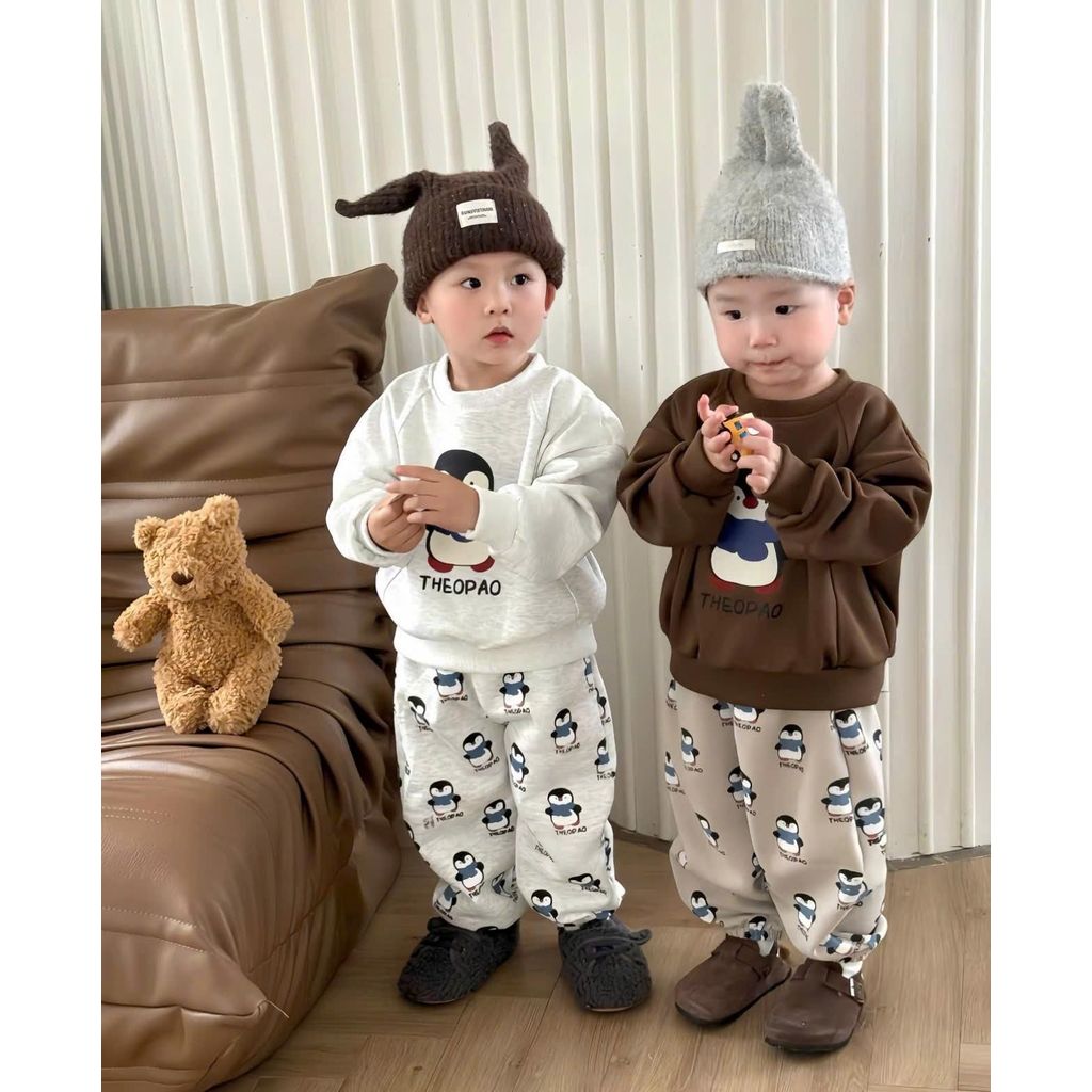 [VoiBabii] (VNTK) Set Cánh Cụt Nỉ 2 Da From Rộng Ấm Áp Cho Bé - HN125