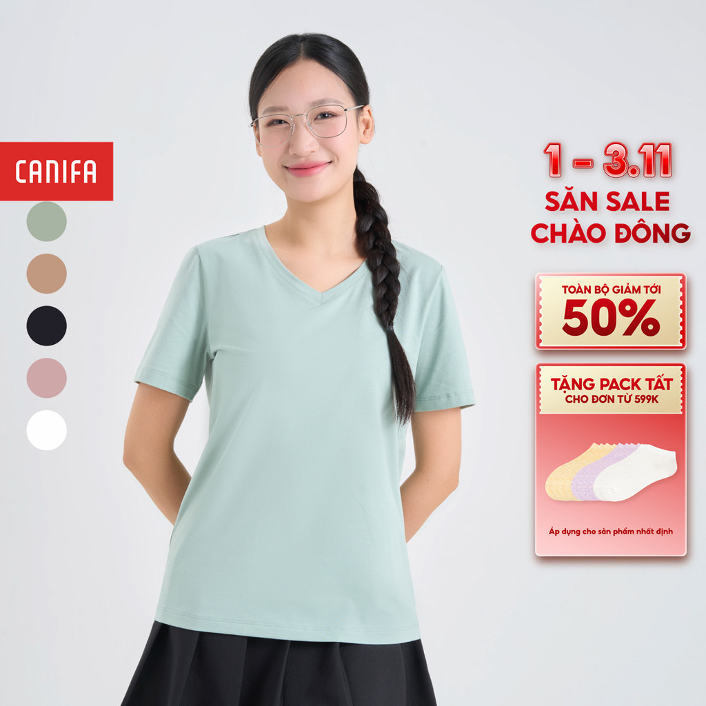 Áo phông nữ cổ tim CANIFA 6TS25A002