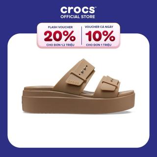  Dép Xăng Đan Đế Xuồng Nữ Crocs Brooklyn Buckle - Khaki 