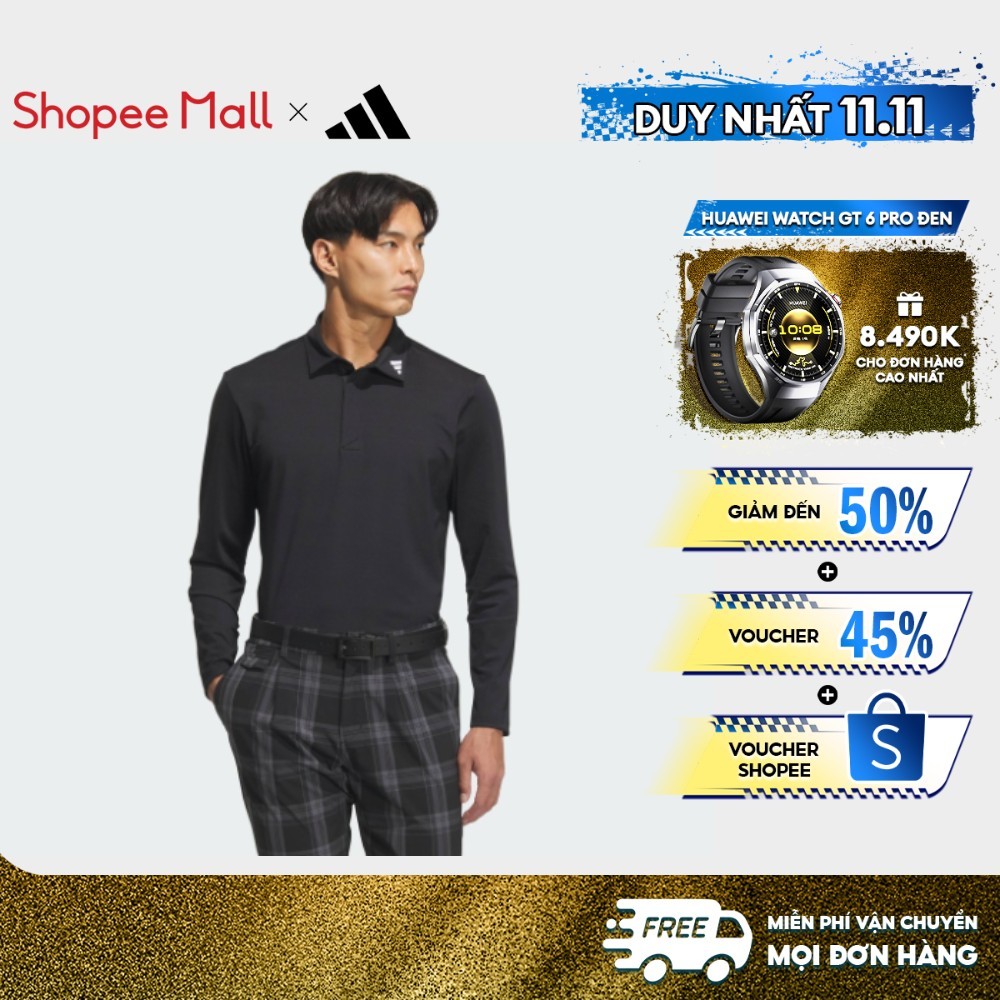   20H 10.11 - 11.11  - VOUCHER 45% adidas Đánh gôn Áo Polo Dài Tay Jacquard Nam Đen JN1238 