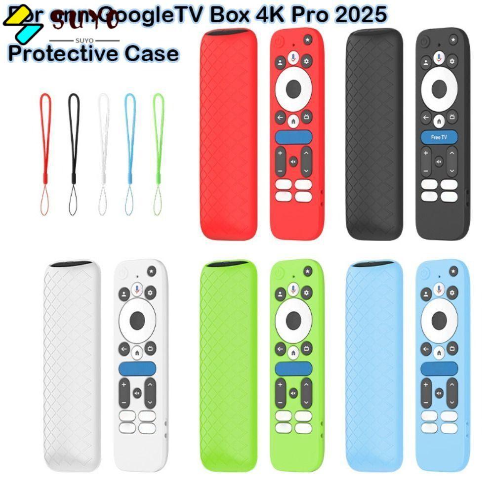 SUYO Bảo vệ, Bảo vệ có dây buộc Vỏ điều khiển từ xa, Vỏ mềm silicon chống sốc cho onn.GoogleTV Box 4