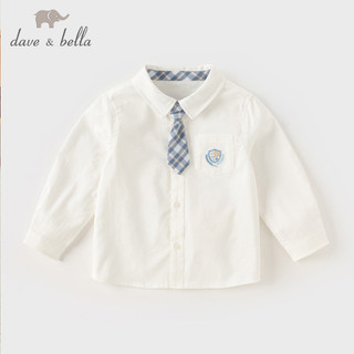 Áo sơ mi cotton nguyên chất Dave Bella mùa thu 2025 phong cách mới trẻ em quý ông áo sơ mi trắng dành cho trẻ lớn hơn, phong cách học viện DB1248173