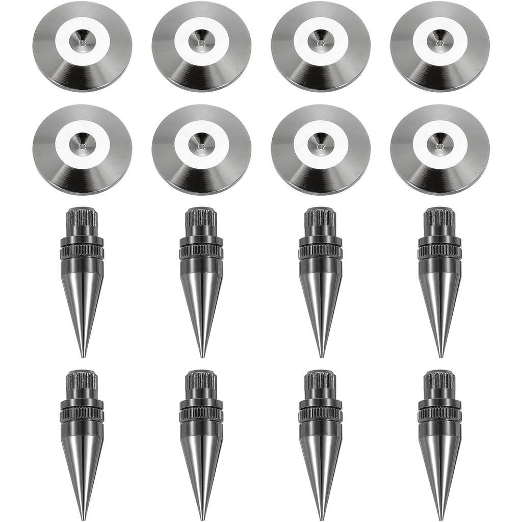 MECCANIXITY 8 Chiếc Loa Đen Spike Kit Chống Sốc Có Thể Điều Chỉnh Loa Đồng Spike Cách Ly Với Loa Spike Miếng Lót Thảm Cho Loa Siêu Trầm CD DVD Bộ Khuếch Đại Âm Thanh Đầu Ghi