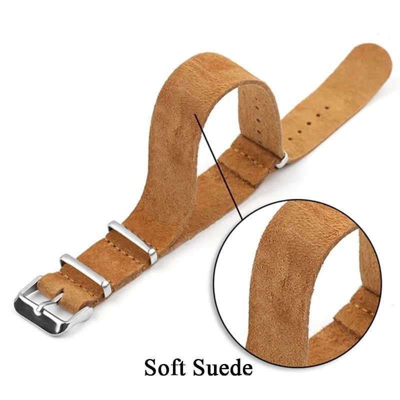 18 / 20 / 22 / 24mm NATO Vintage Dây đeo đồng hồ mềm Da lộn & Dây da thật Unisex