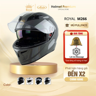  Mũ Bảo Hiểm Fullface Royal M266 - Có 2 Kính Chính Hãng Màu Xám Bóng Vỏ Nhựa Abs Nguyên Sinh Lót Êm 