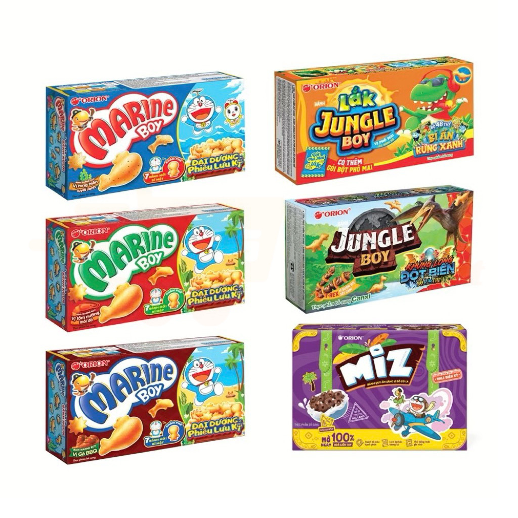 Snack Bánh cá Marine Boy Bánh khủng long Jungle Boy và Bánh quy ăn sáng Miz Orion đủ vị - HAS