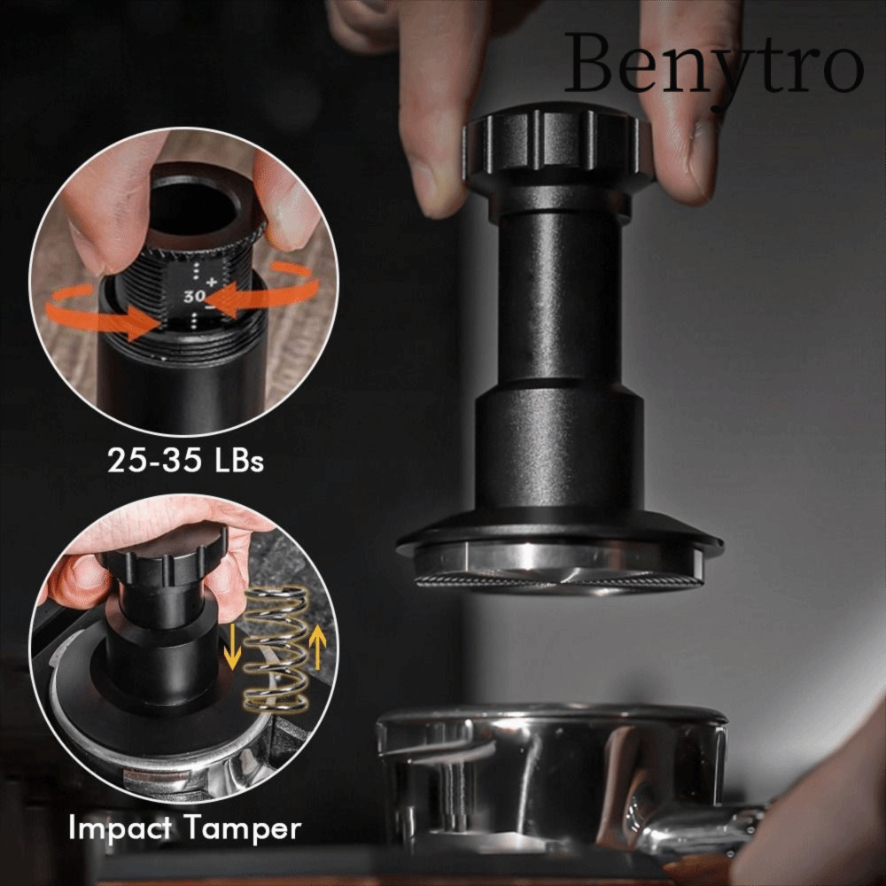 Máy Tamper Tác Động Cà Phê BENYTRO, Máy Tamper Cà Phê Có Thể Điều Chỉnh Lò Xo, 58,35mm 53mm 51mm Áp 