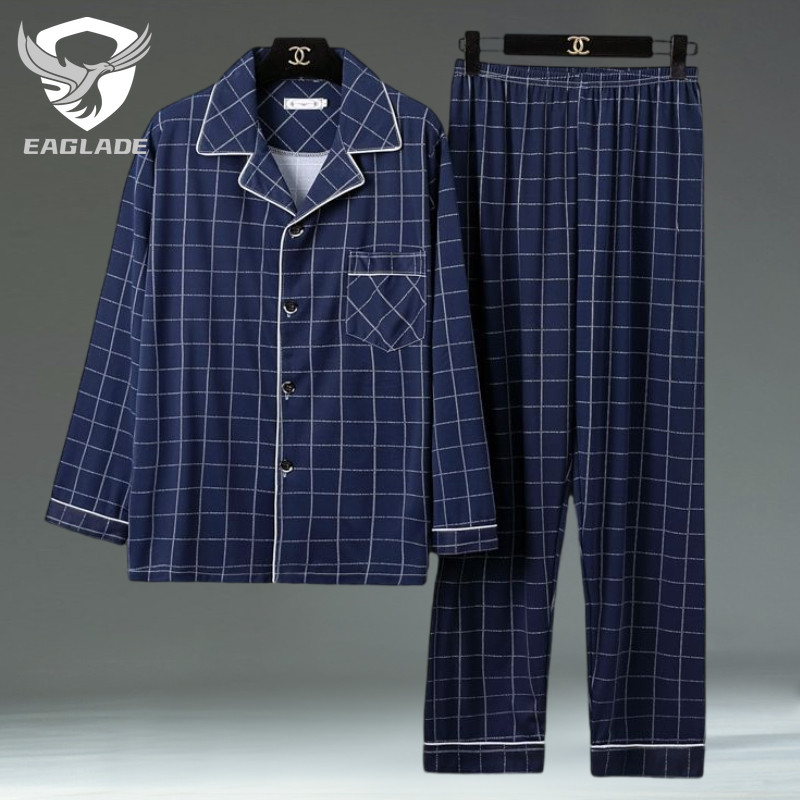 EAGLADE Pijama Nam Mềm Mại Màu Xanh G07