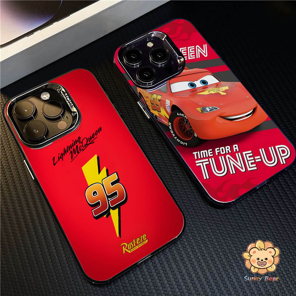 Ốp iPhone 17 Pro Max F1 Cars Lightning McQueen thoại bảo vệ ống kính mạ điện mờ màu trơn đơn giản Tư