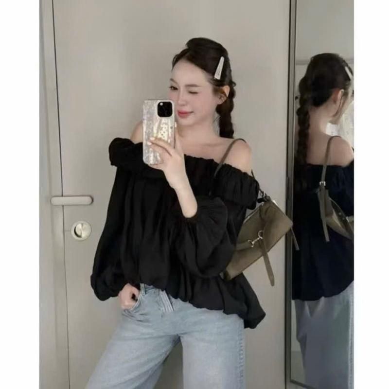 ÁO TRỄ VAI BÍ NHÚN BÈO TAY DÀI CHẤT VOAN TƠ BỒNG BỀNH Kieupham.shop | BigBuy360 - bigbuy360.vn