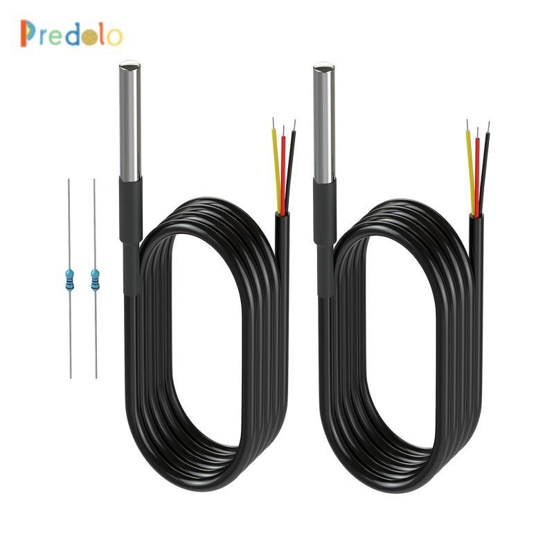 2 Cái DS18B20 Cảm biến nhiệt độ Cảm biến nhiệt độ Đầu dò bằng thép không gỉ 1 M