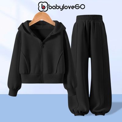 Bộ khoác nỉ mùa đông cho bé BabyloveGO, set đồ nỉ thể thao dày ấm cho bé 1-10 tuổi