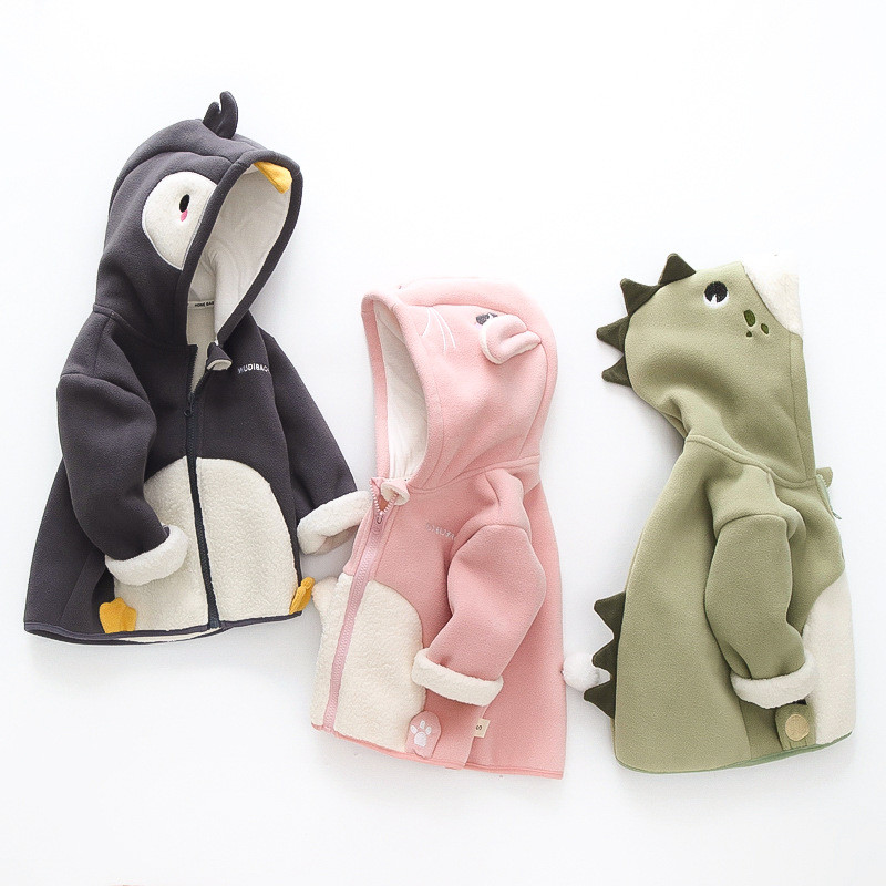 Children Have Polar Fleece Jacket Boys and Girls Velvet Padded Thickened Top Baby Baby Autumn Clothi