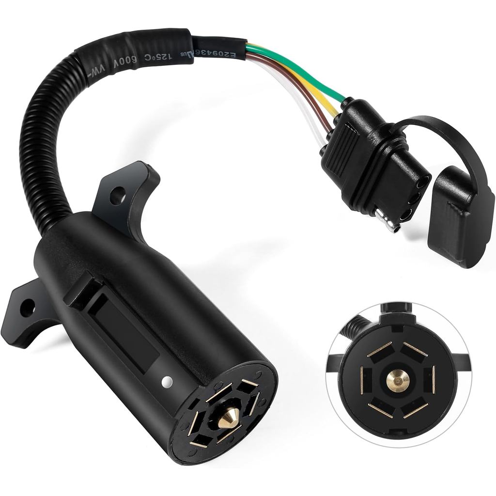 Bộ chuyển đổi rơ moóc 7 chân sang 4 chân cao cấp, Bộ chuyển đổi phích cắm xe kéo phẳng 7 chân đến 4 chân chống nước, Đầu nối dây kéo tròn đến 4 chân 11,6 Inch cung cấp linh hoạt hơn trong