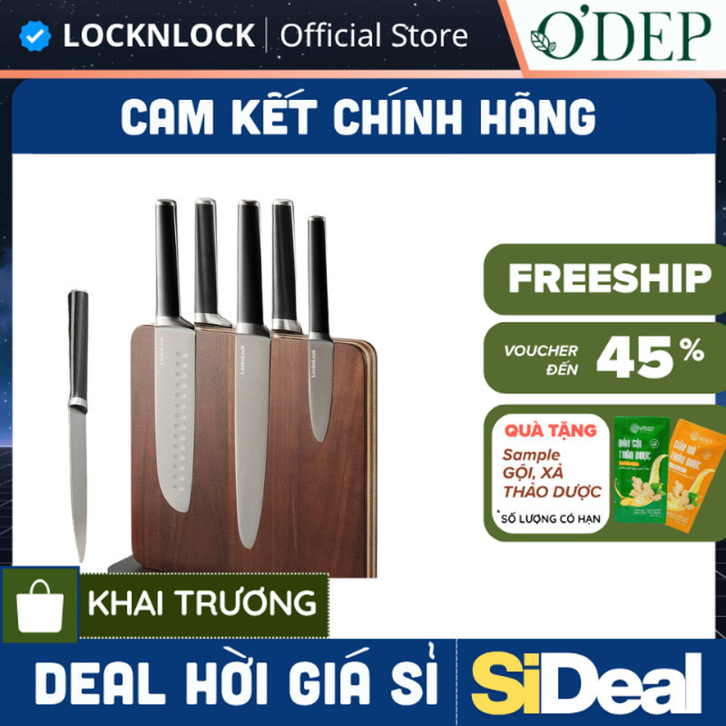 Bộ 6 dao kèm giá đỡ từ LocknLock Magnetic Knife Set CKK804 bằng thép không gỉ - SIDEAL SIO