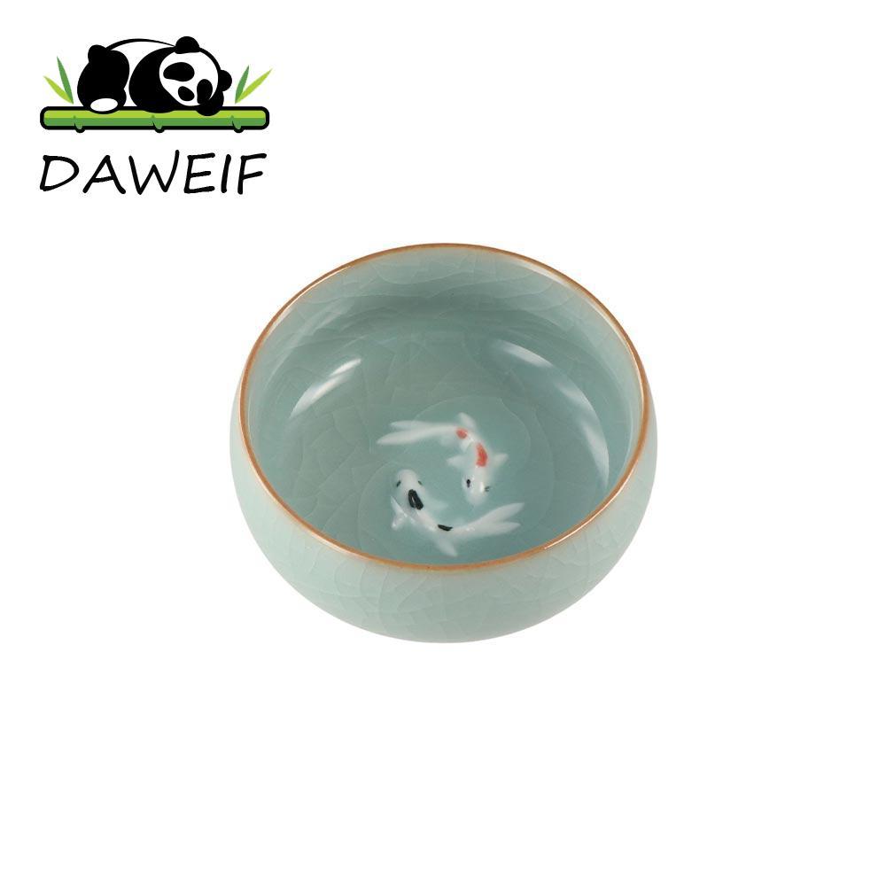 DAWEIF Golden Fish Celadon Porcelain Teacups, Crackle tinh tế Long Tuyền Tea Cup, Crackle Tea Cup se