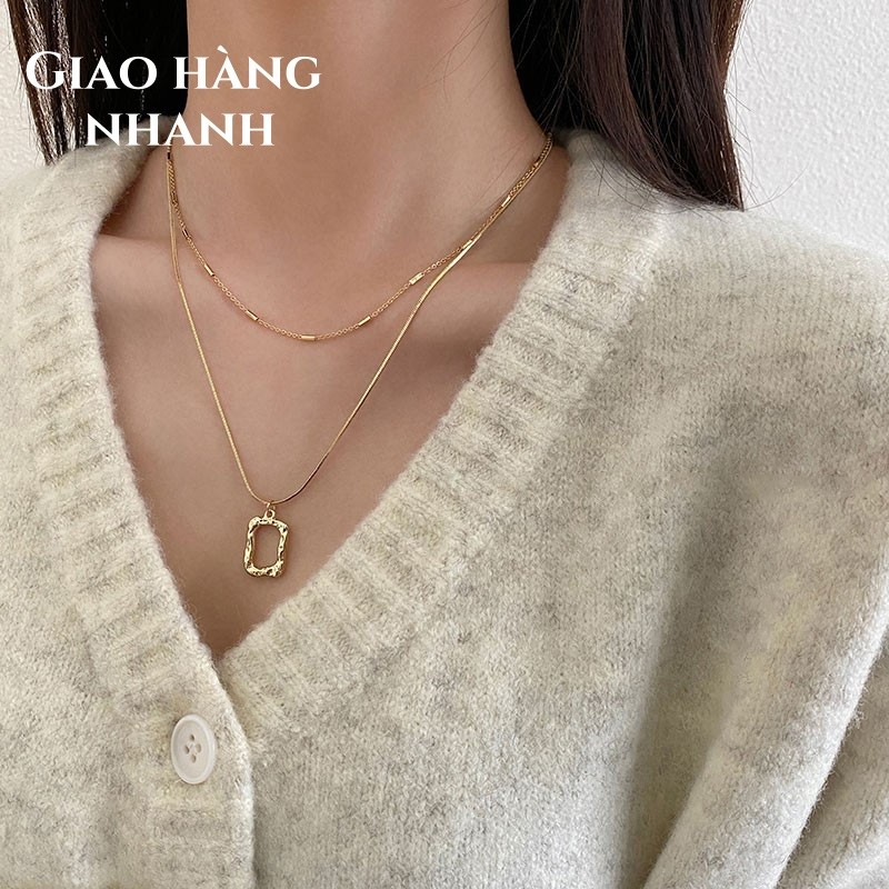 Việt Nam 1 Ngày Giao💕 Thời trang đơn giản vuông dây chuyền vòng cổ tính cách vòng cổ