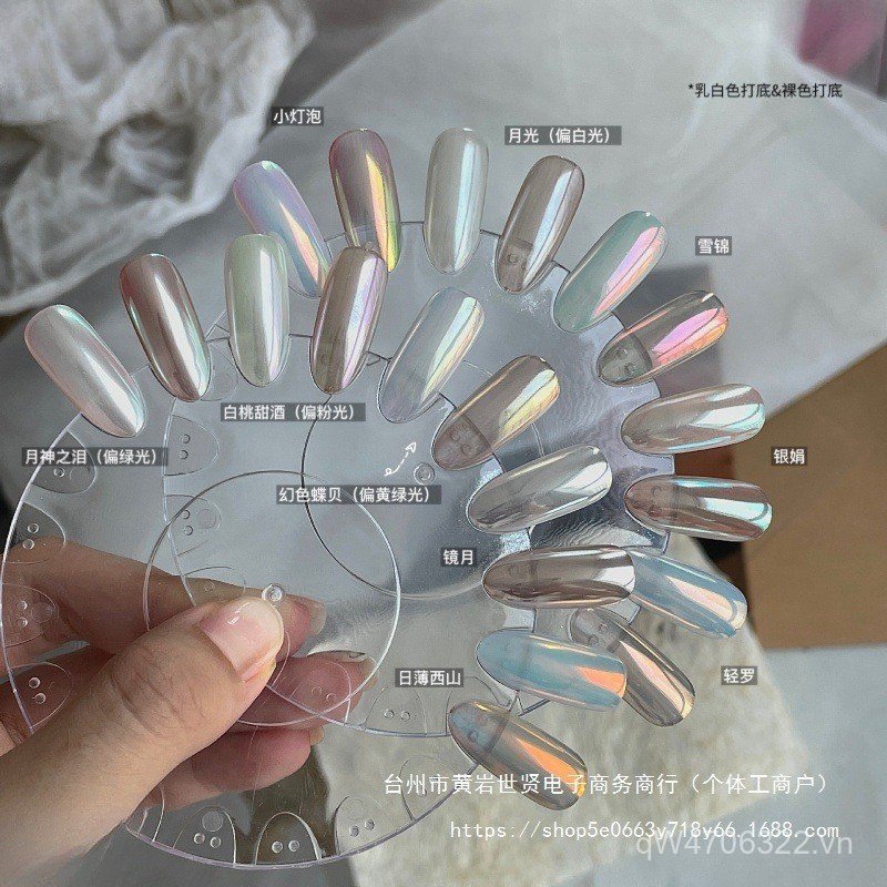 Moonlight Moonlight.Finger Edge Bột Dầu Hehangzhou * Magic Mirror Fan Silk Cherry Mirror Moon Snow T