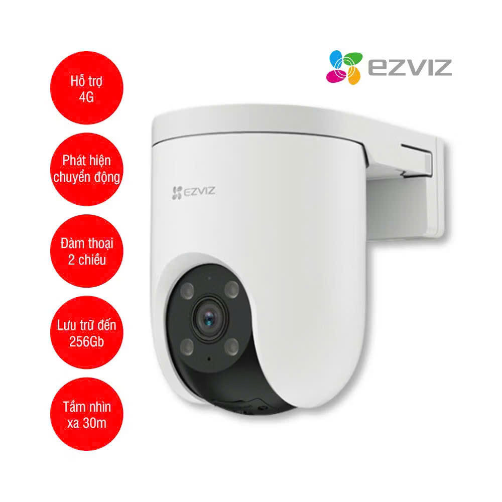 Camera Ezviz dùng sim 4G H8C 3MP 2K, Cảnh báo AI, đàm thoại 2 chiều,Có màu ban đêm, Hàng chính hãng