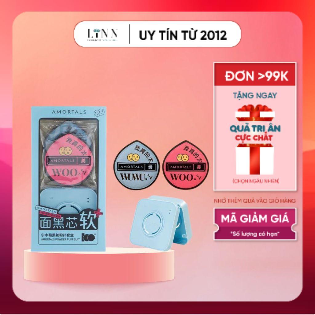 [AMORTALS] Bộ 2 bông mút trang điểm AMORTALS, bông mút đen siêu mềm dễ tán kem nền