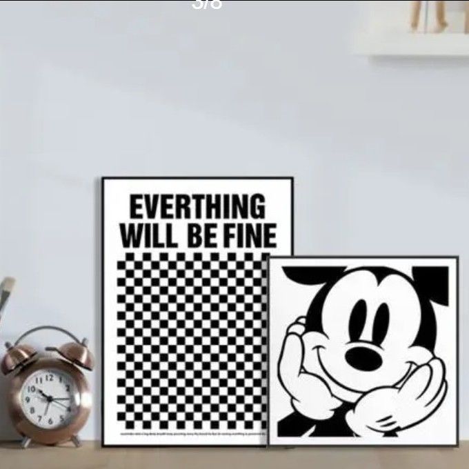 2025 Sản Phẩm Mới Đen Trắng Mickey Tranh Trang Trí Nghệ Thuật Phòng Ngủ Tranh Cạnh Giường Hợp Thời T