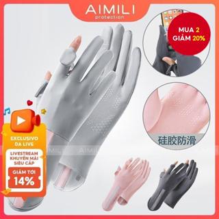 Găng tay màn hình cảm ứng UPF50 + Ice Silk Bảo vệ tia cực tím chống trượt thoáng khí để đi xe đạp, chạy bộ và đi lại