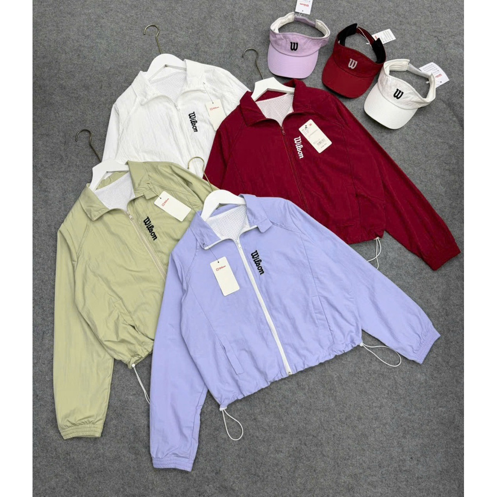 Áo khoác ngoài thể thao nữ ĐTV, áo khoác Wilson chất gió mềm tập thể thao pickleball, tennis, zumba,