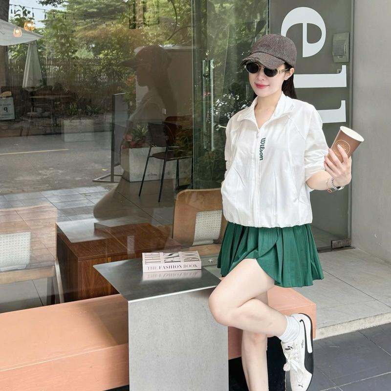 SET ÁO KHOÁC WILSON + CHÂN VÁY TENNIS XANH RÊU B547