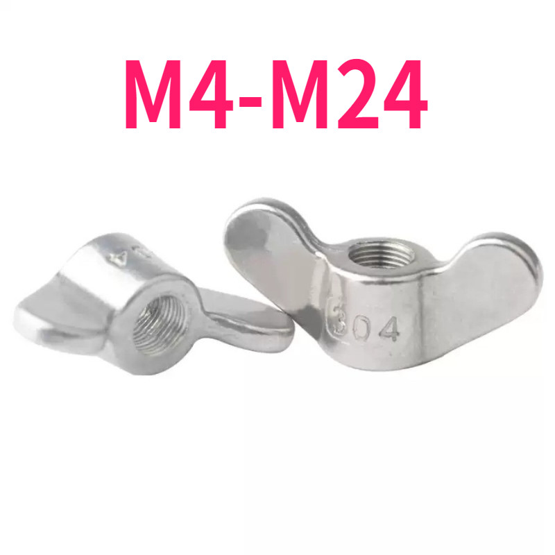 Đai ốc cánh bằng thép không gỉ 304, đai ốc vít cầm tay, đai ốc bướm, nắp vặn bánh sừng bướm M4-M24 [