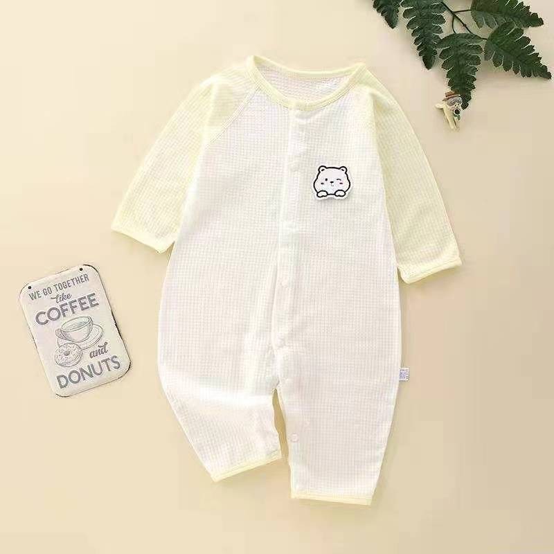 Bộ áo liền quần cho bé Cotton nguyên chất Phong cách mỏng dài tay Quần áo điều hòa không khí cho bé 